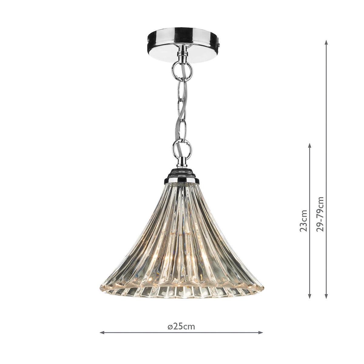 Ardeche 1 Light Fluted Glass Pendant Polished Chrome<br>Polished Chrome