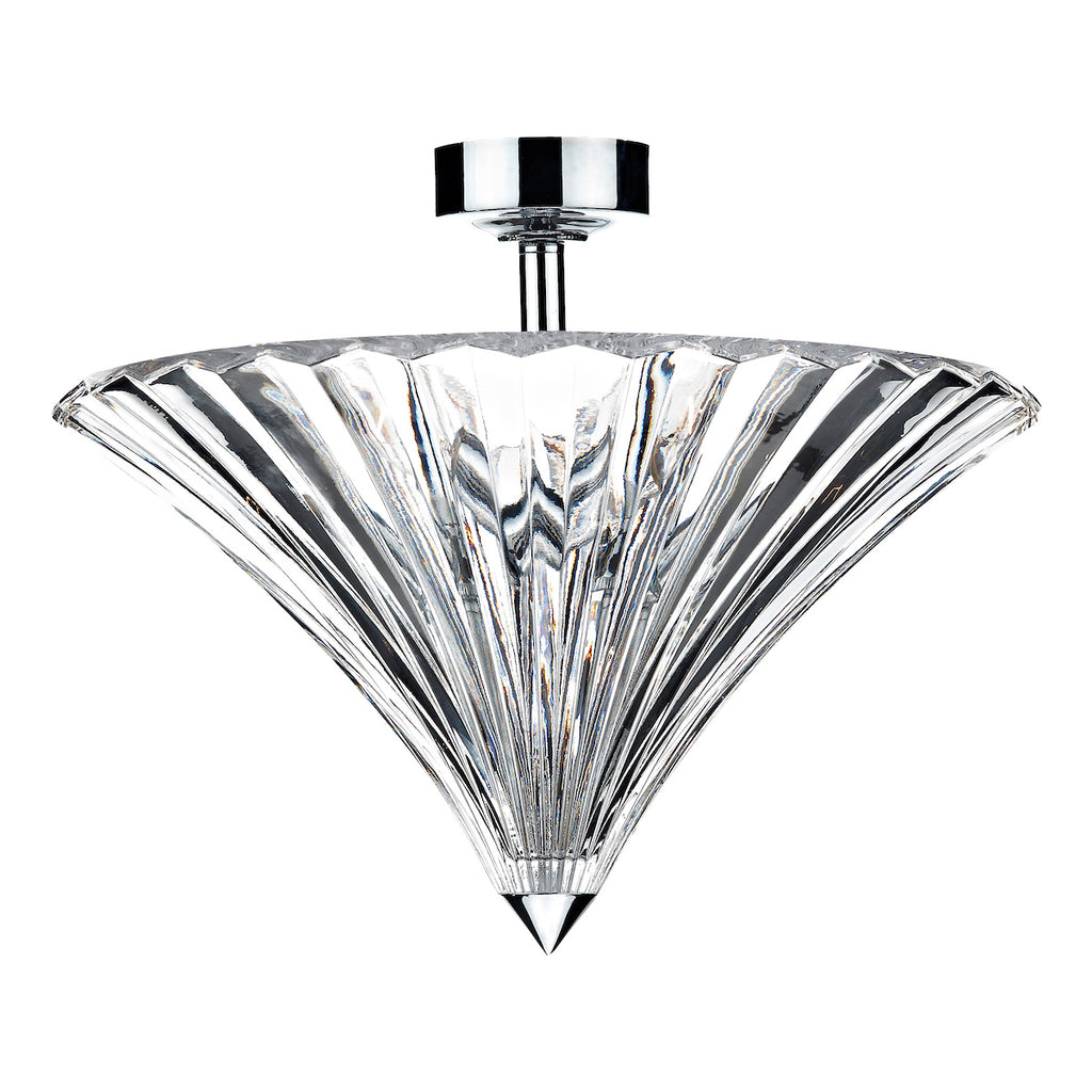 Ardeche 3 Light Flush Polished Chrome<br>Glass