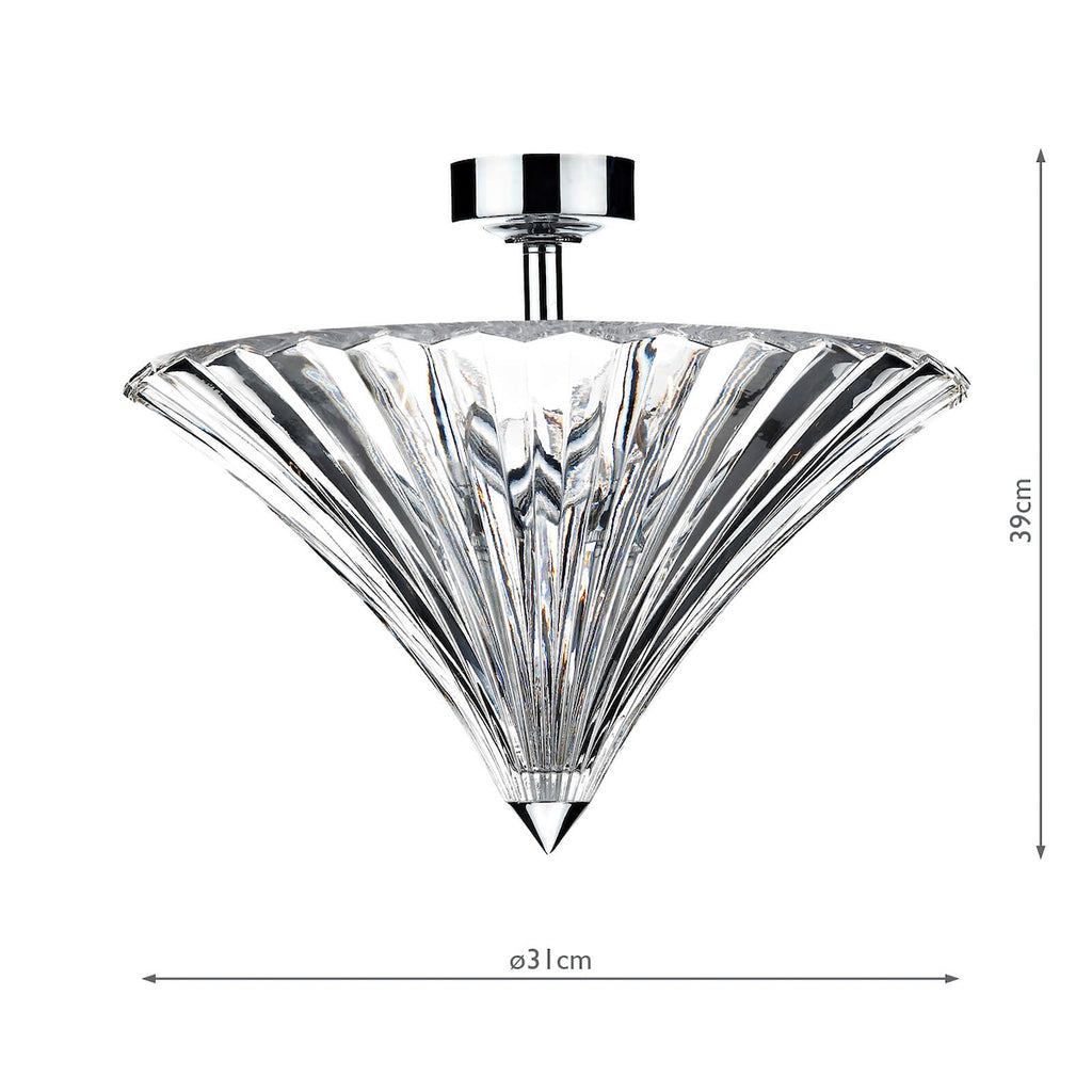 Ardeche 3 Light Flush Polished Chrome<br>Glass