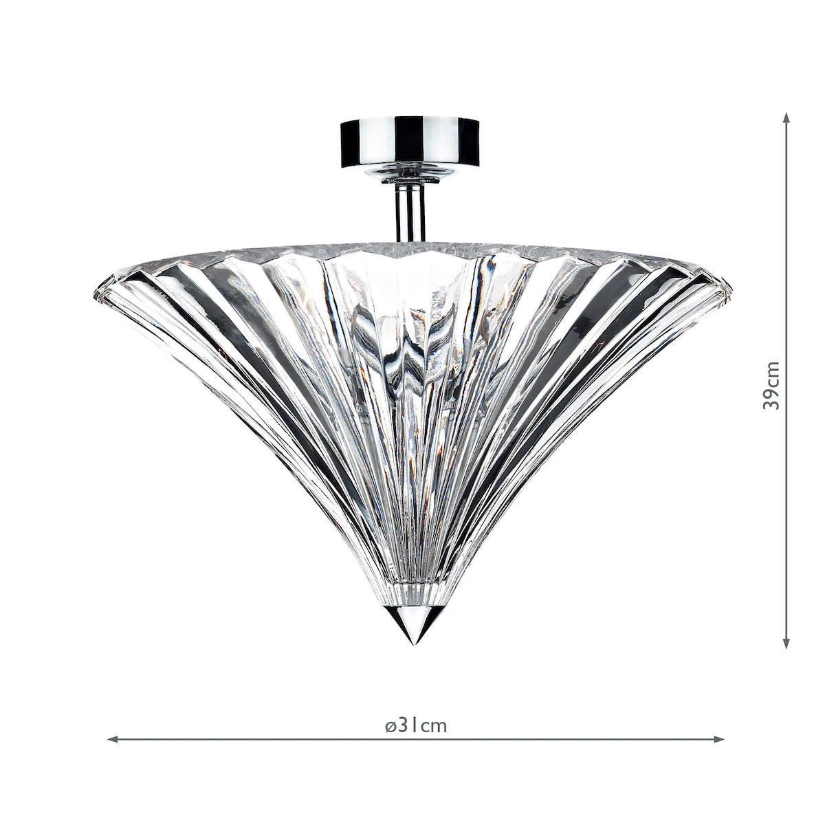 Ardeche 3 Light Flush Polished Chrome<br>Glass