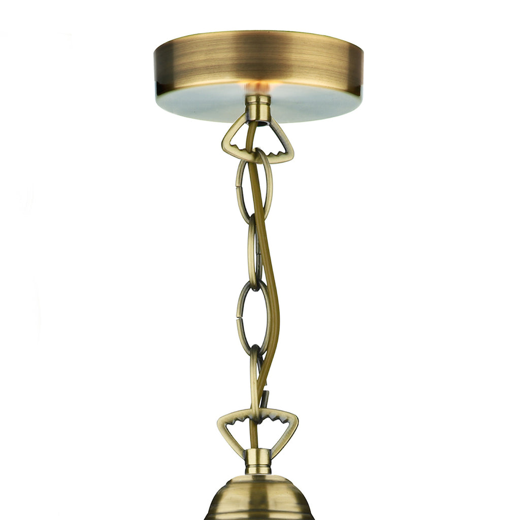 Ardeche 1 Light Large Pendant Amber Glass & Antique Brass<br>Antique Brass