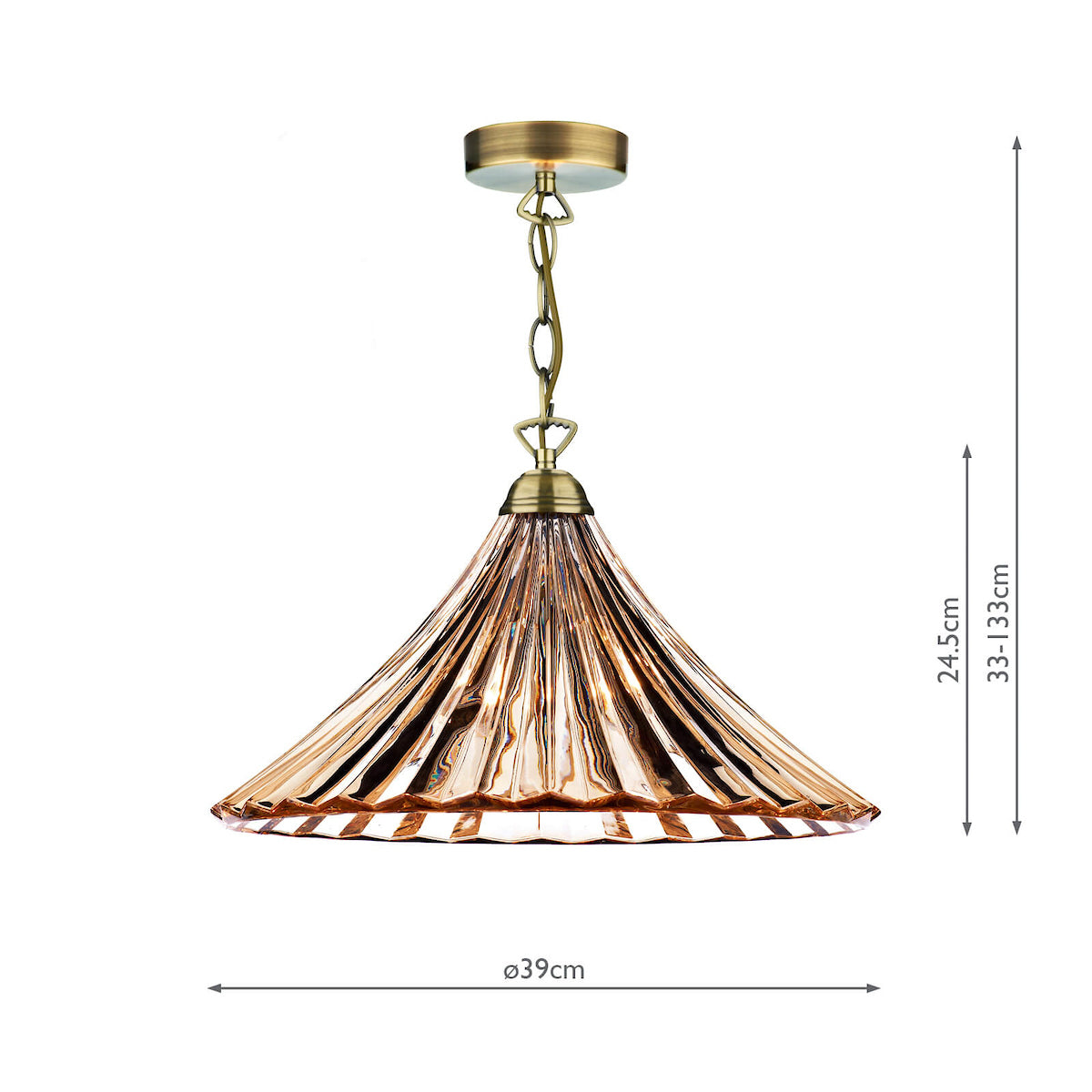Ardeche 1 Light Large Pendant Amber Glass & Antique Brass<br>Antique Brass