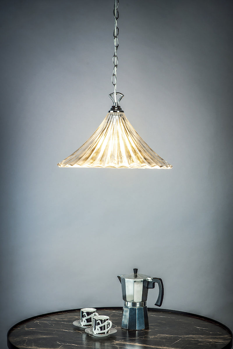Ardeche 1 Light Large Pendant Clear Glass Polished Chrome<br>Polished Chrome