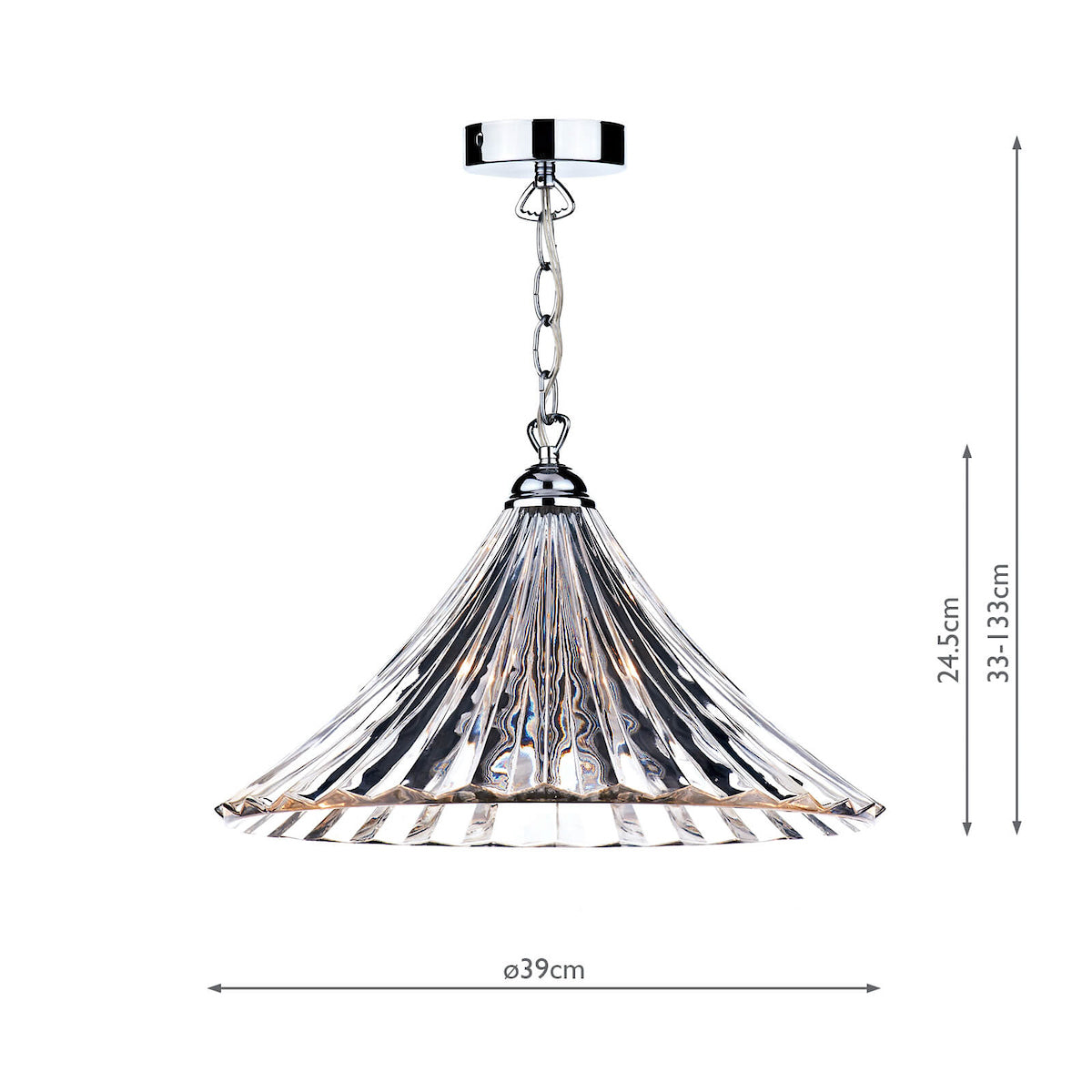 Ardeche 1 Light Large Pendant Clear Glass Polished Chrome<br>Polished Chrome