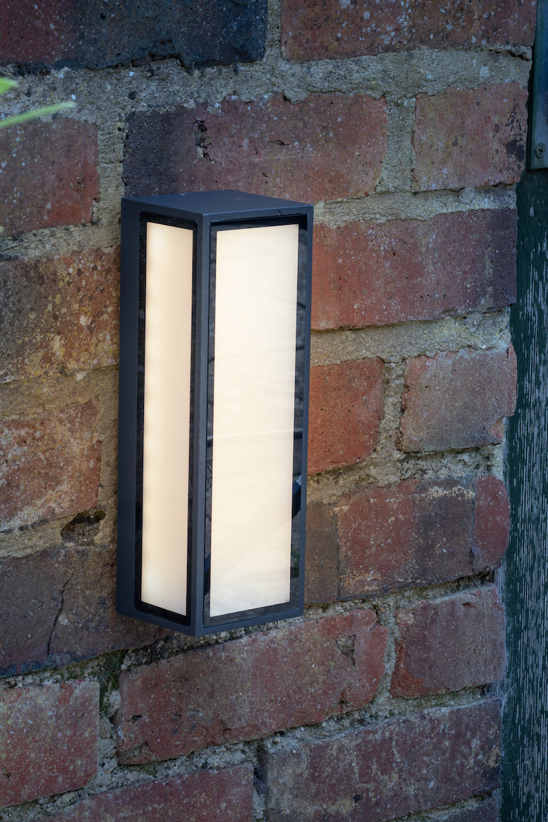 Arham Outdoor Wall Light Matt Grey Frosted Glass IP65 LED<br>Matt Grey