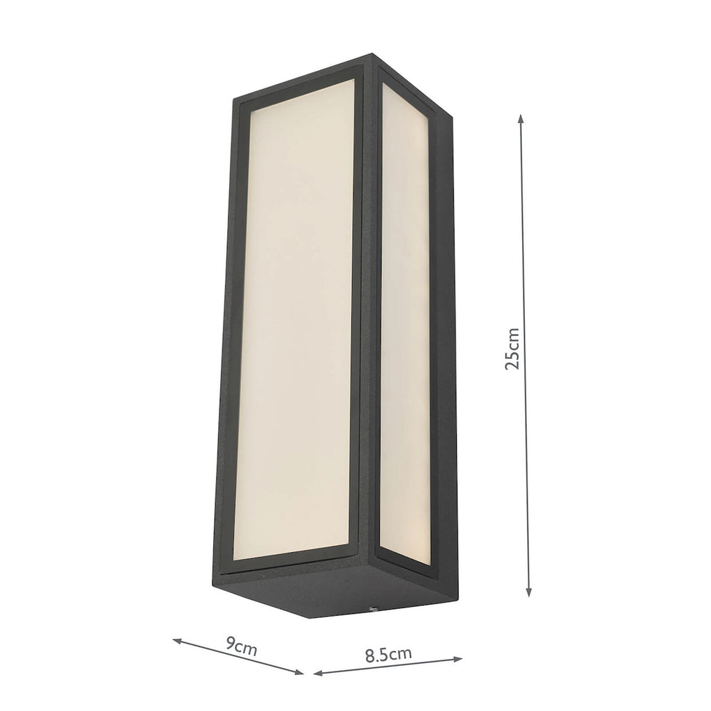 Arham Outdoor Wall Light Matt Grey Frosted Glass IP65 LED<br>Matt Grey