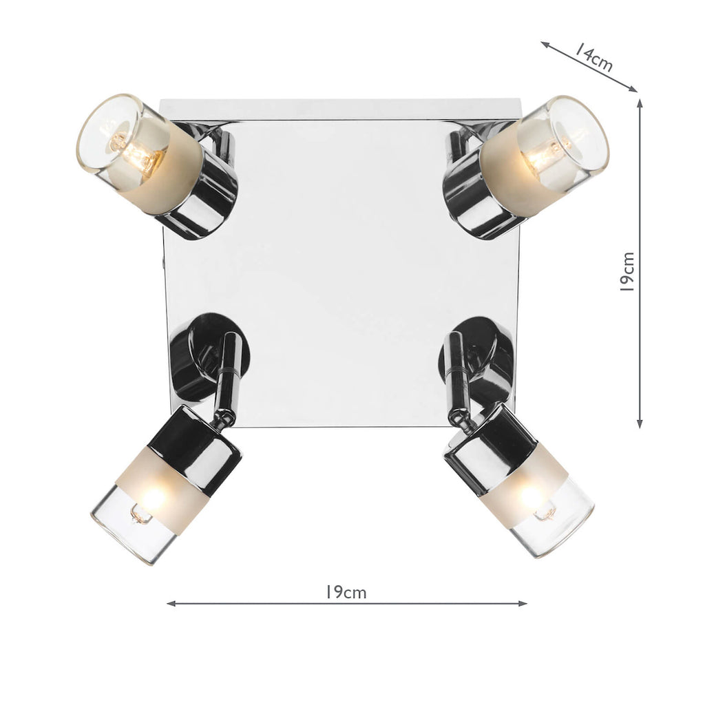 Artemis Bathroom 4 Light Spotlight Polished Chrome Glass IP44<br>Polished Chrome