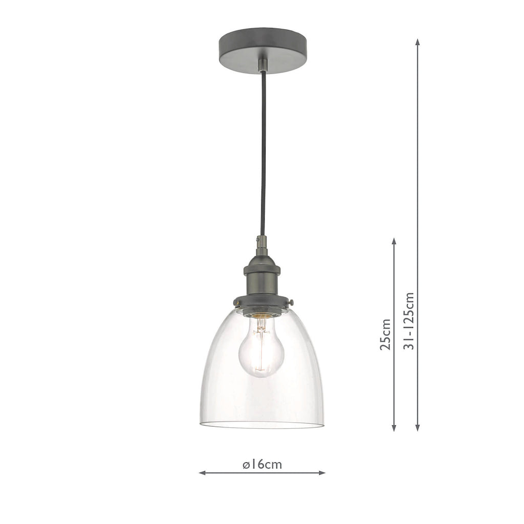 Arvin Pendant Antique Chrome & Glass<br>Antique Chrome