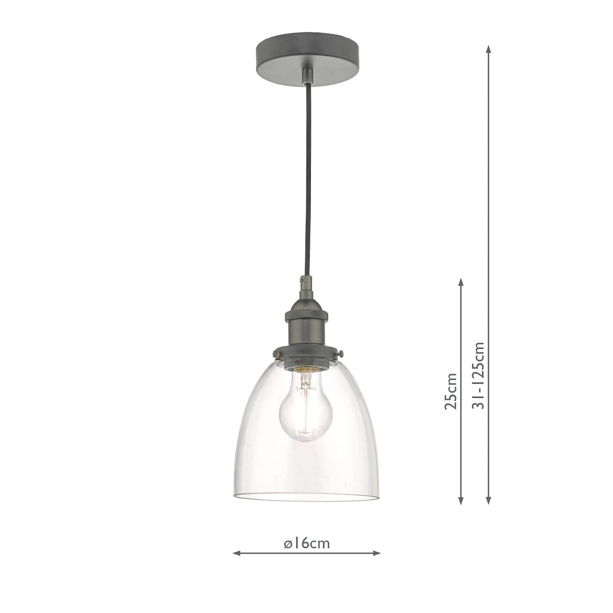 Arvin Pendant Antique Chrome & Glass<br>Antique Chrome