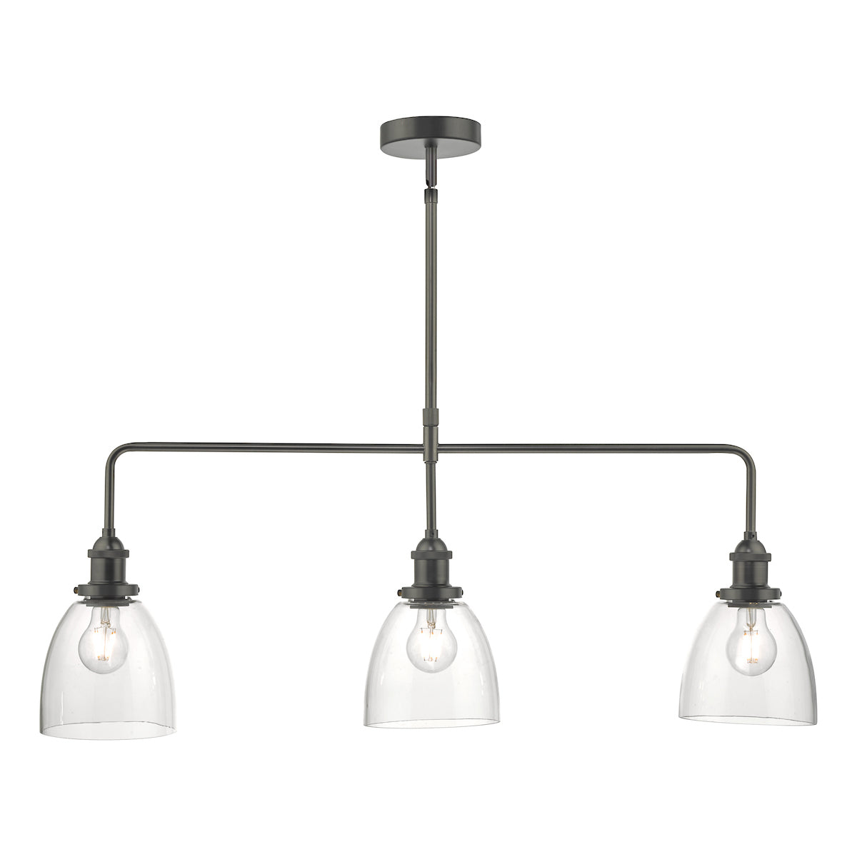 Arvin 3 Light Bar Pendant Antique Chrome & Glass<br>Antique Chrome