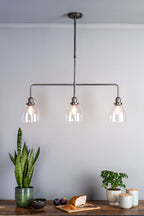 Arvin 3 Light Bar Pendant Antique Chrome & Glass<br>Antique Chrome