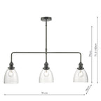 Arvin 3 Light Bar Pendant Antique Chrome & Glass<br>Antique Chrome