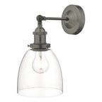 Arvin Industrial Wall Light Antique Chrome with Clear Glass Shade <br>Antique Chrome