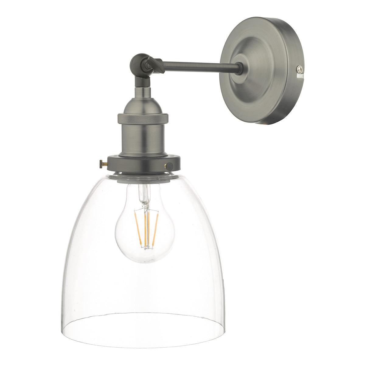 Arvin Industrial Wall Light Antique Chrome with Clear Glass Shade <br>Antique Chrome
