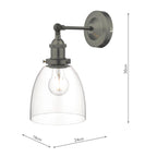 Arvin Industrial Wall Light Antique Chrome with Clear Glass Shade <br>Antique Chrome