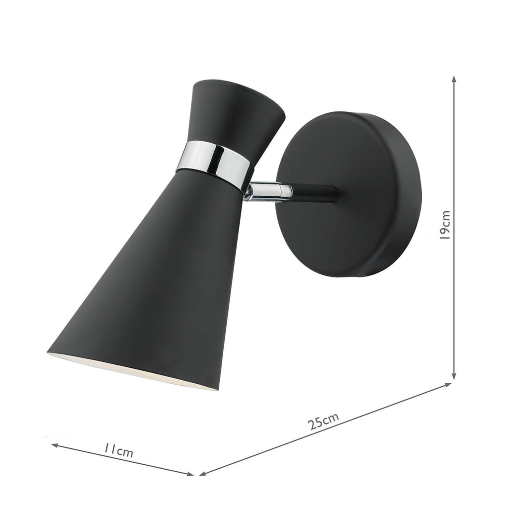 Ashworth Single Wall Spotlight Matt Black Polished Chrome<br>Matt Black