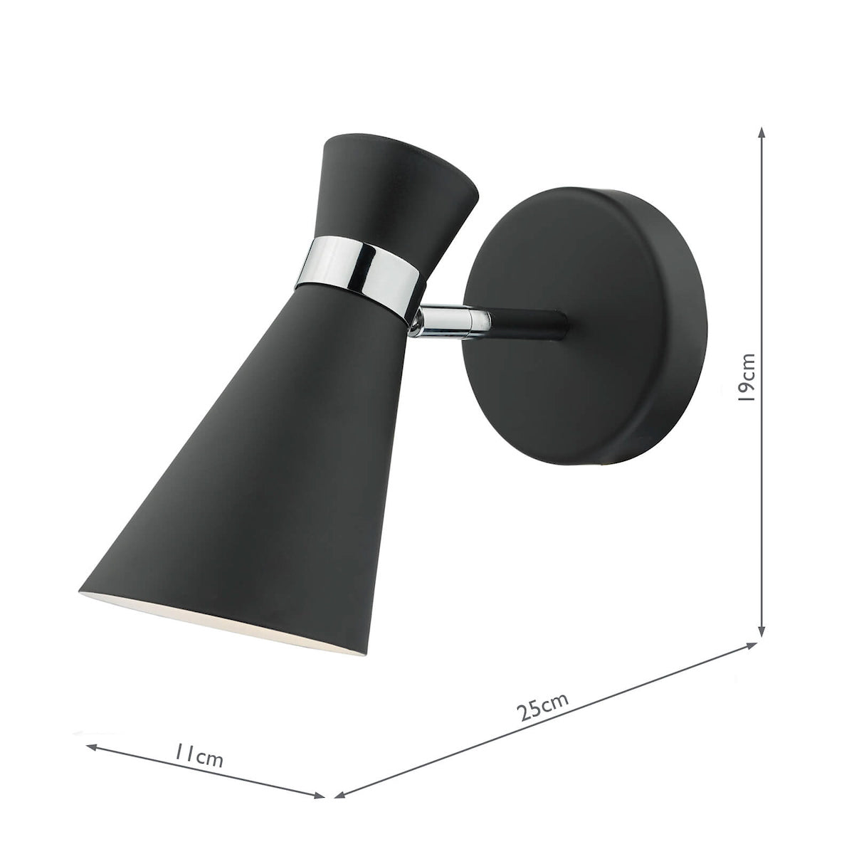 Ashworth Single Wall Spotlight Matt Black Polished Chrome<br>Matt Black