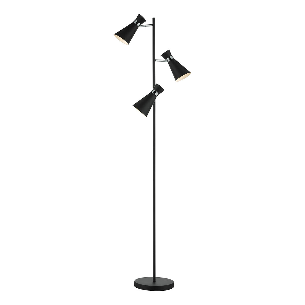 Ashworth 3 Light Floor Lamp Matt Black & Polished Chrome<br>Matt Black