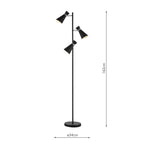 Ashworth 3 Light Floor Lamp Matt Black & Polished Chrome<br>Matt Black