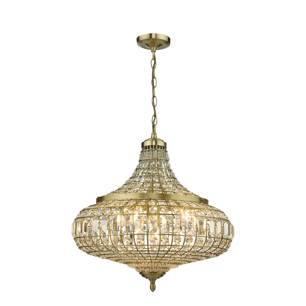 Asmara 6 Light Pendant Antique Brass Crystal<br>Crystal