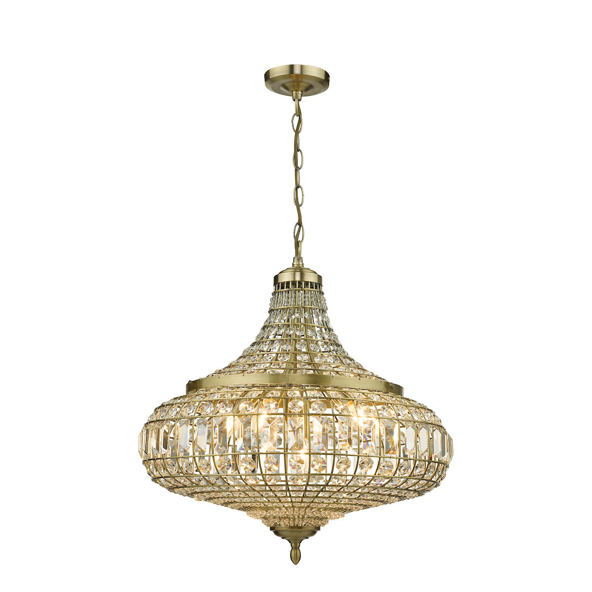 Asmara 6 Light Pendant Antique Brass Crystal<br>Crystal