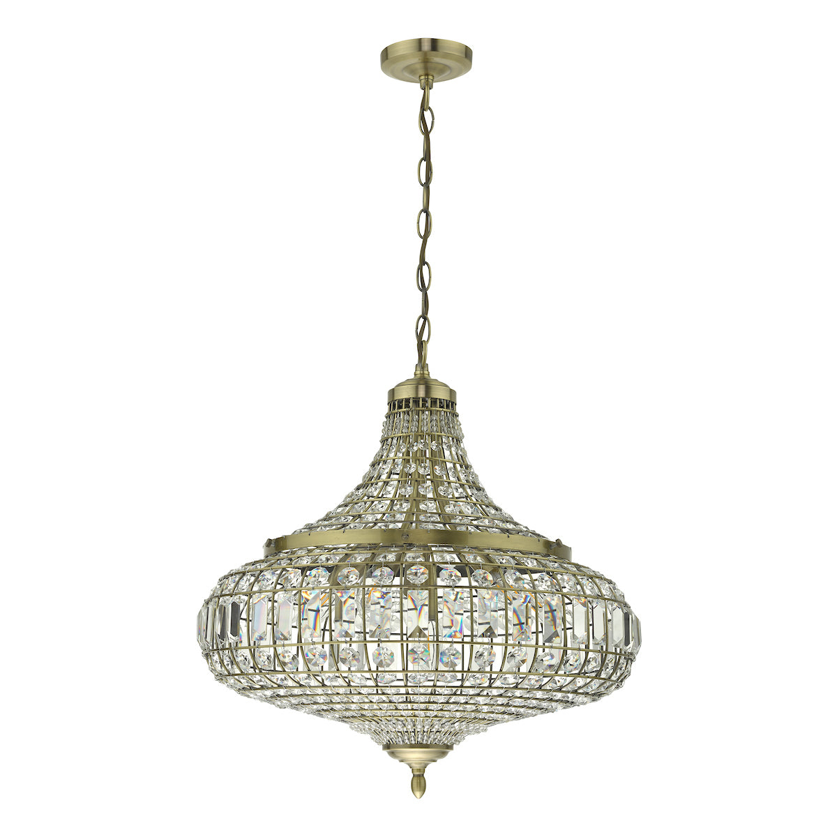 Asmara 6 Light Pendant Antique Brass Crystal<br>Crystal