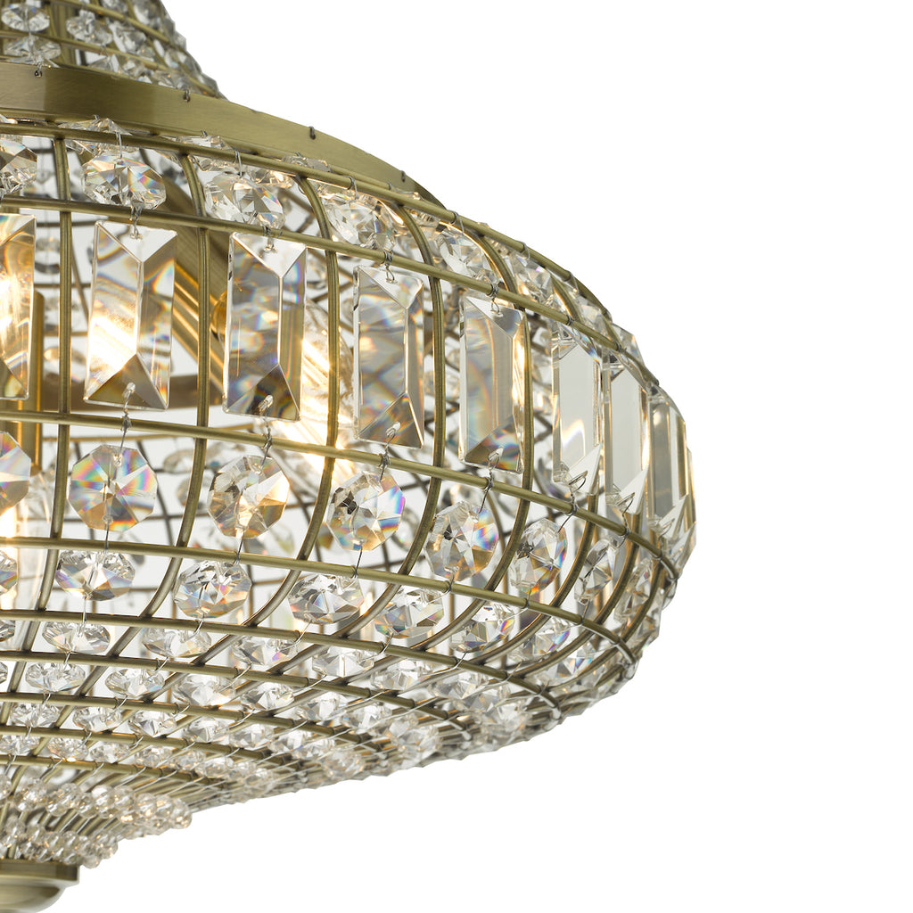 Asmara 6 Light Pendant Antique Brass Crystal<br>Crystal