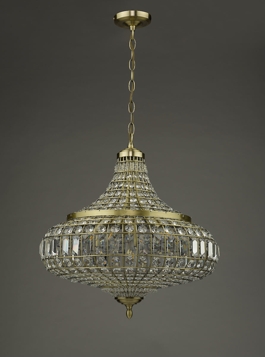 Asmara 6 Light Pendant Antique Brass Crystal<br>Crystal