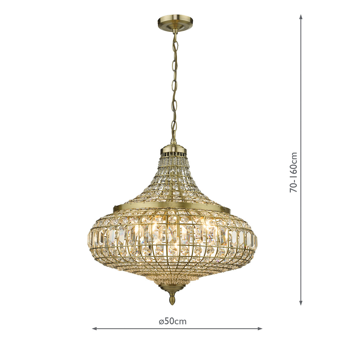 Asmara 6 Light Pendant Antique Brass Crystal<br>Crystal