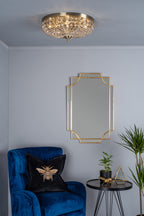Asmara 5 Light Flush Antique Brass Crystal<br>Crystal