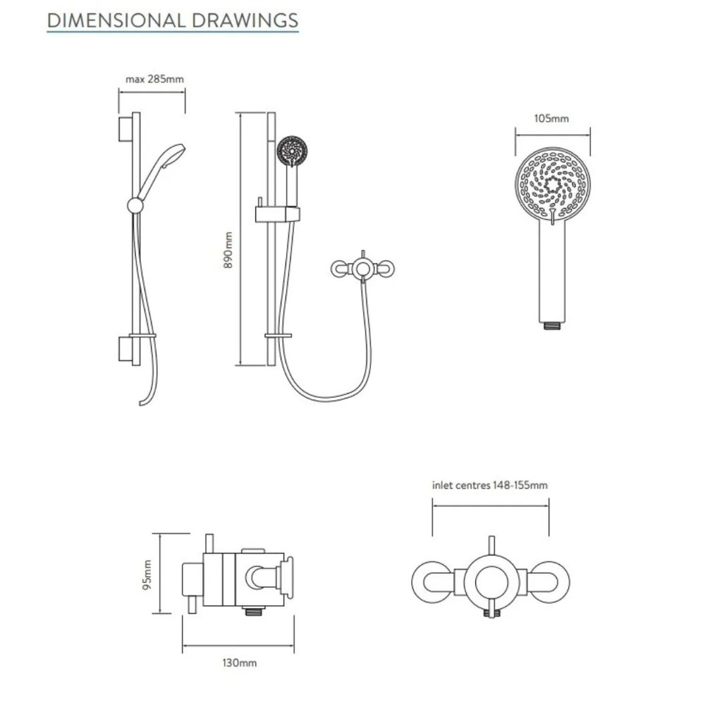 Aqualisa Aspire Shower Mixer With Adjustable Head - Chrome