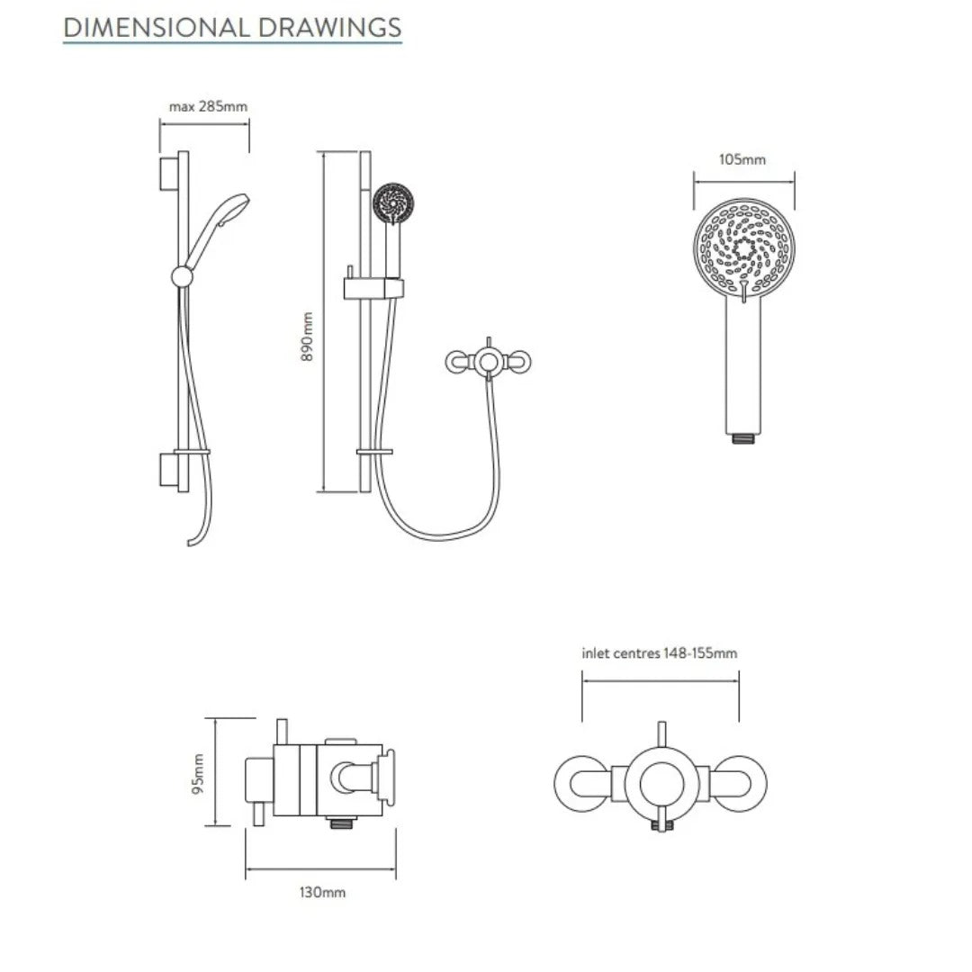 Aqualisa Aspire Shower Mixer With Adjustable Head - Chrome