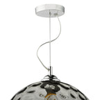 Aulax 1 Light Pendant Silver Smoked Glass With Dimple Effect<br>Smoked Glass