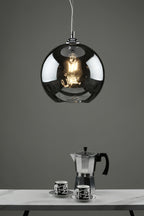 Aulax 1 Light Pendant Silver Smoked Glass With Dimple Effect<br>Smoked Glass