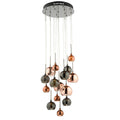Aurelia 15lt Cluster Pendant Black Chrome & Copper/Bronze Glass<br>Polished Black Chrome