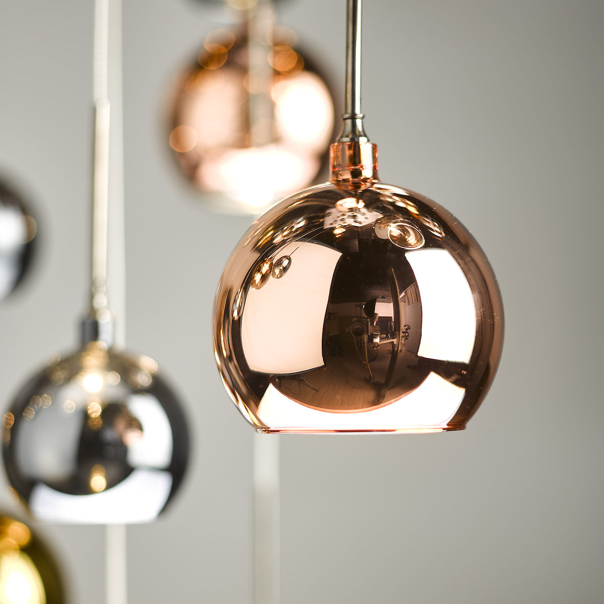 Aurelia 30lt Cluster Pendant Black Chrome & Copper/Bronze Glass 3M Drop<br>Polished Black Chrome