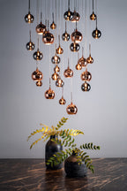 Aurelia 30lt Cluster Pendant Black Chrome & Copper/Bronze Glass 3M Drop<br>Polished Black Chrome