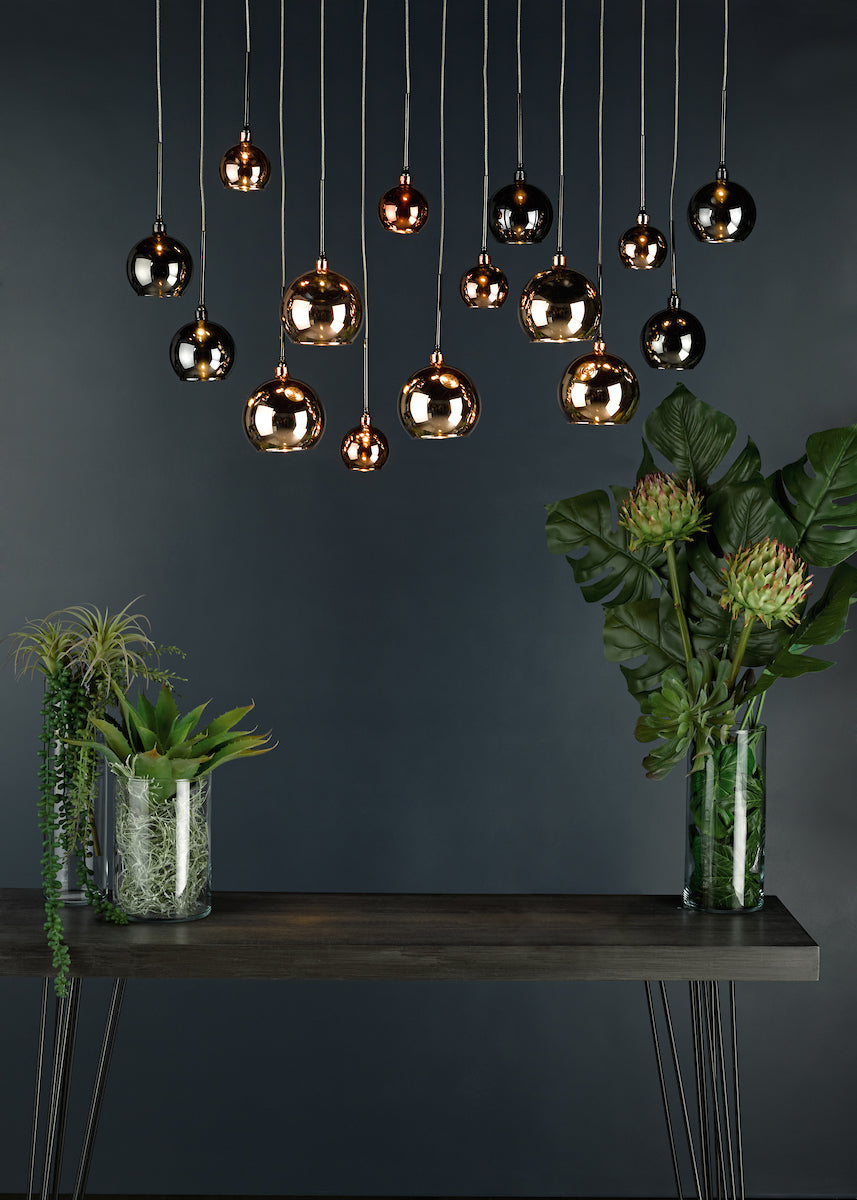 Aurelia 15lt Bar Pendant Black Chrome &amp; Copper/Bronze GlassPolished Black Chrome