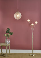 Avari 1 Light Pendant Satin Brass And Clear Frosted Glass<br>Frosted Glass