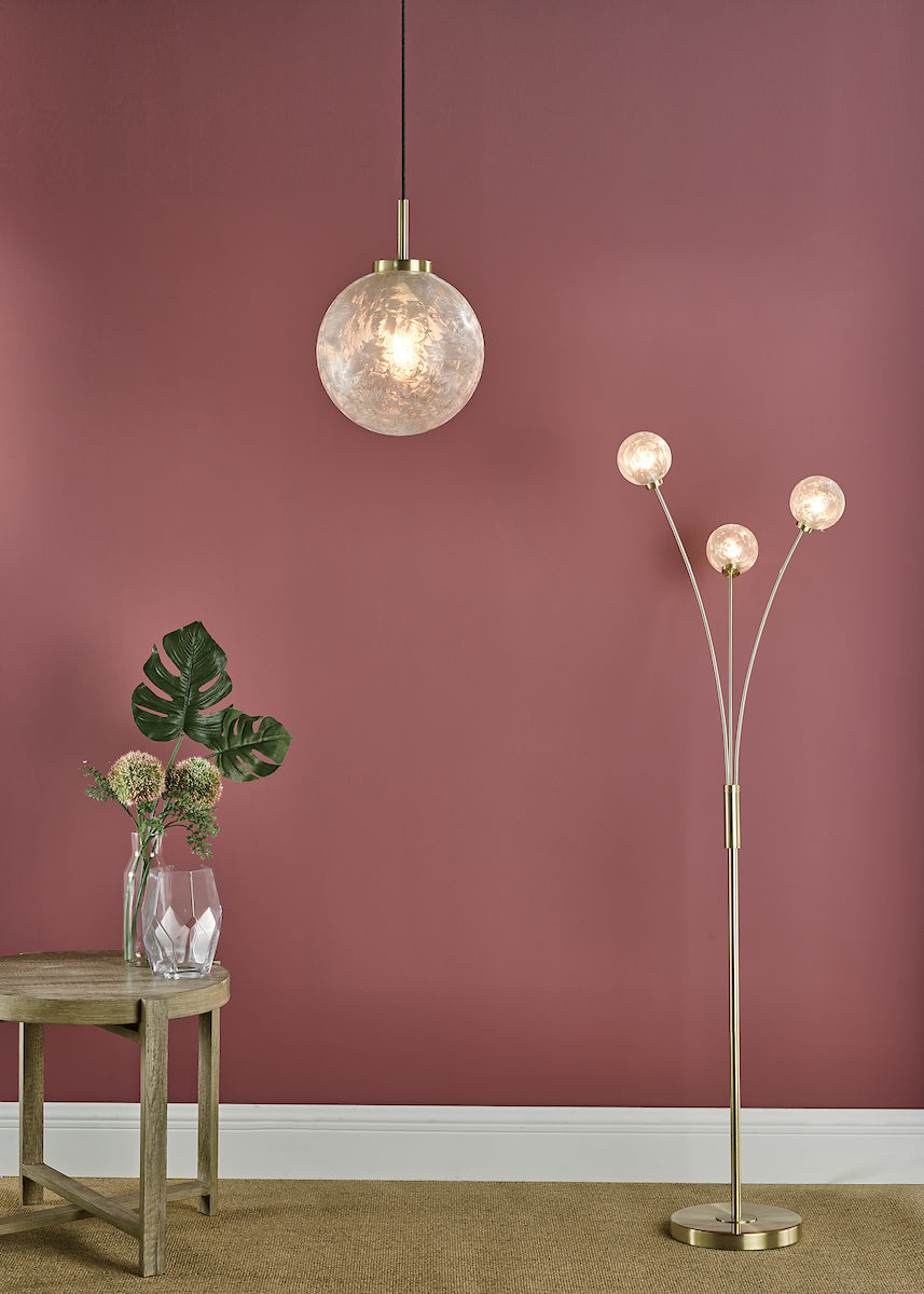 Avari 1 Light Pendant Satin Brass And Clear Frosted Glass<br>Frosted Glass