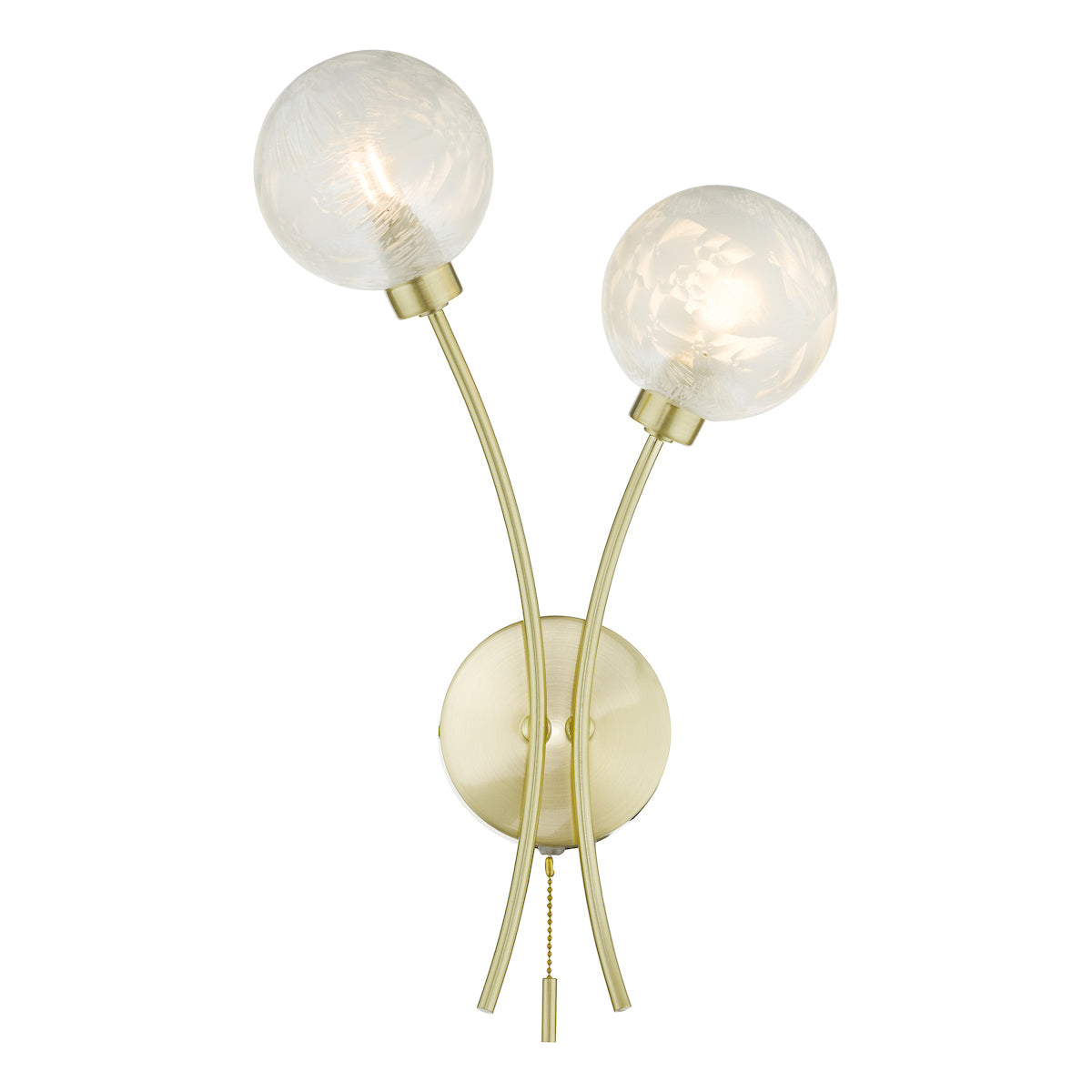 Avari 2 Light Wall Light Satin Brass Glass<br>Satin Brass