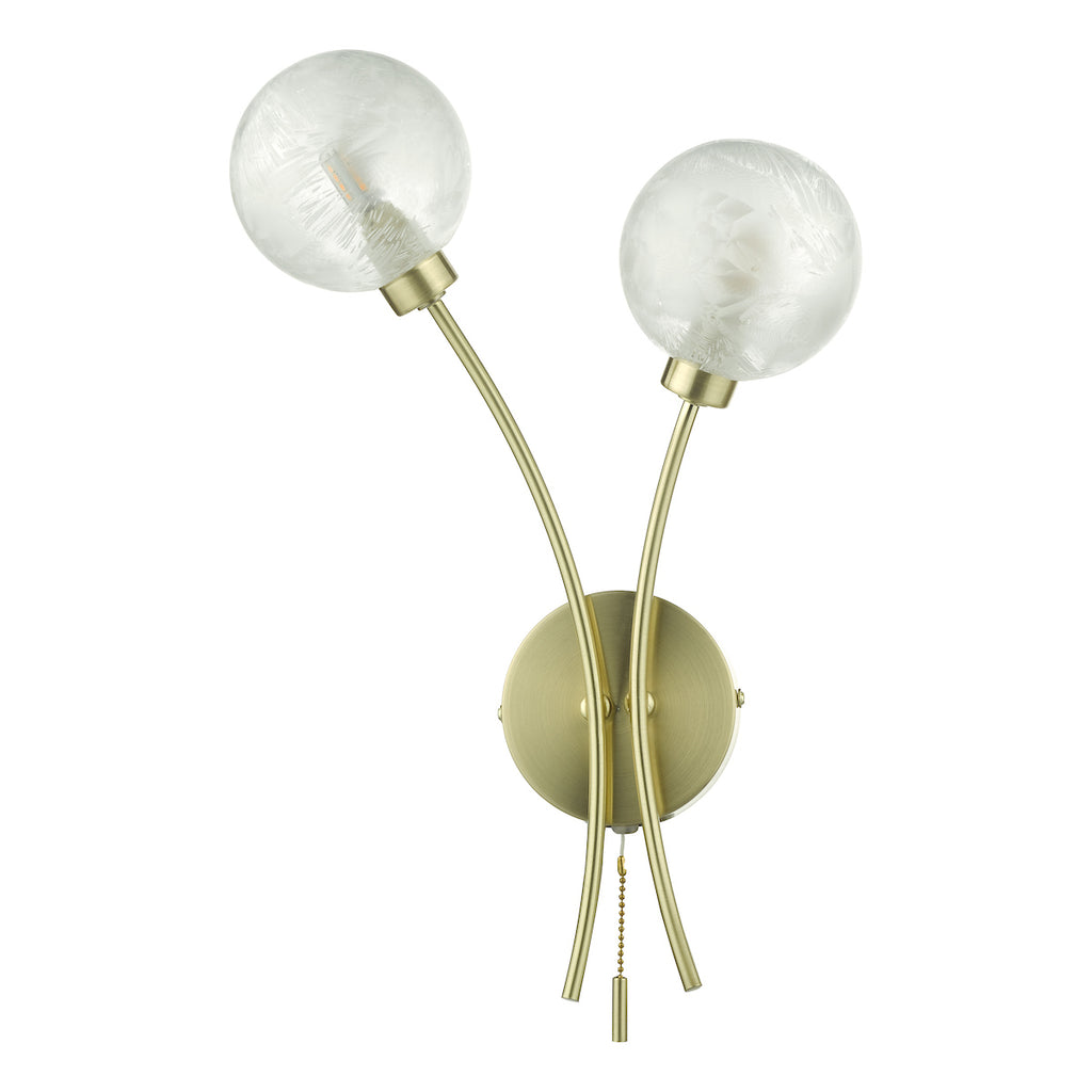 Avari 2 Light Wall Light Satin Brass Glass<br>Satin Brass