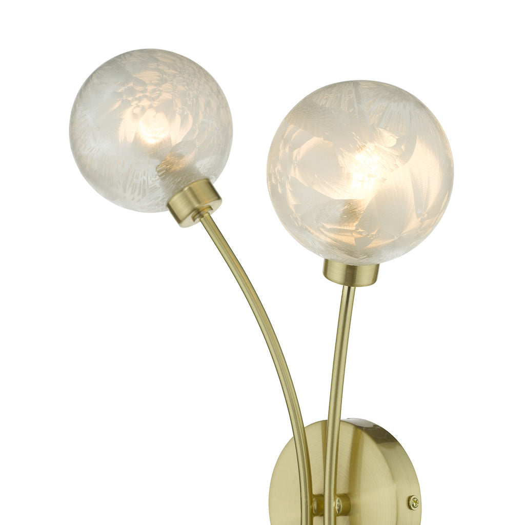 Avari 2 Light Wall Light Satin Brass Glass<br>Satin Brass