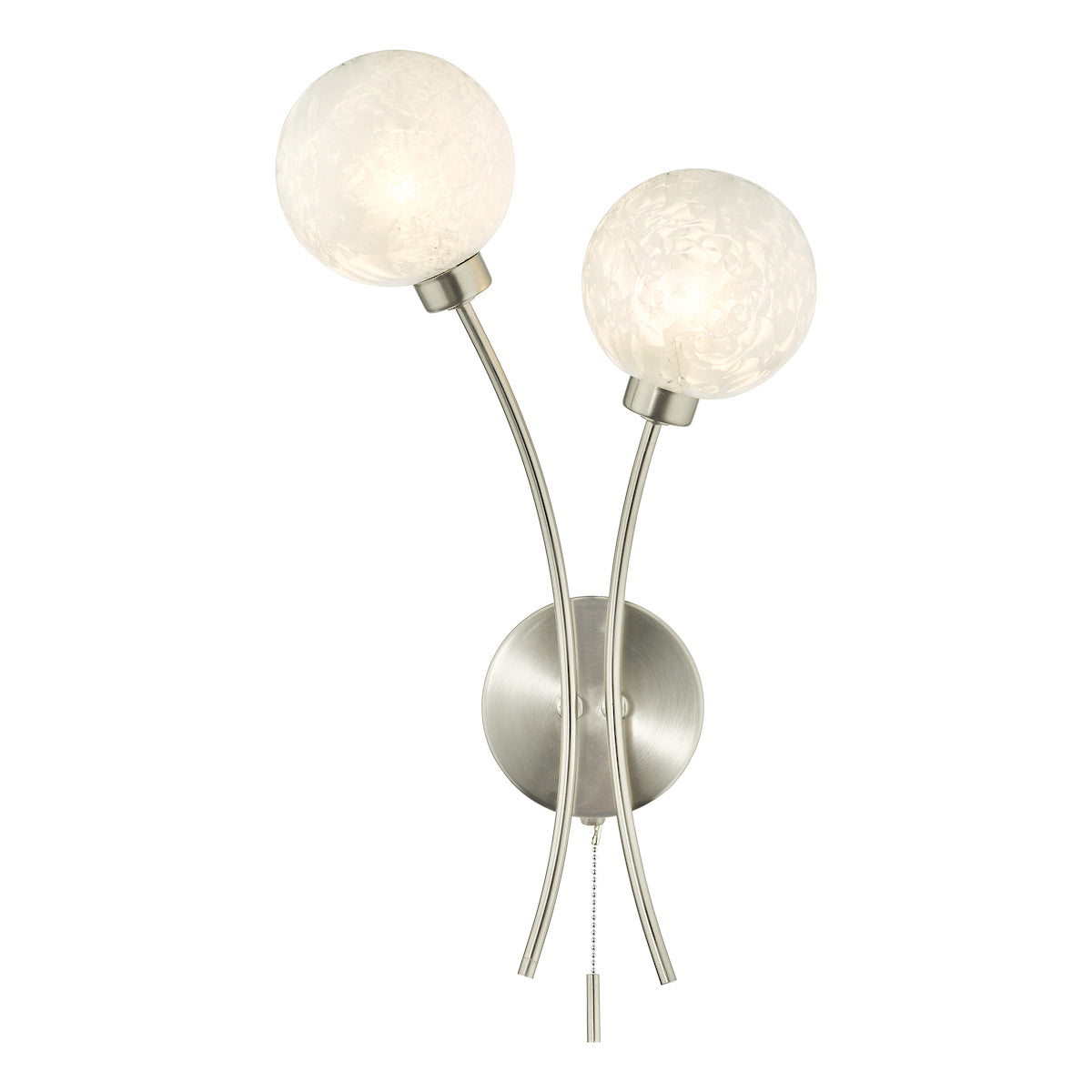 Avari 2 Light Wall Light Satin Nickel Frosted Glass<br>Satin Nickel