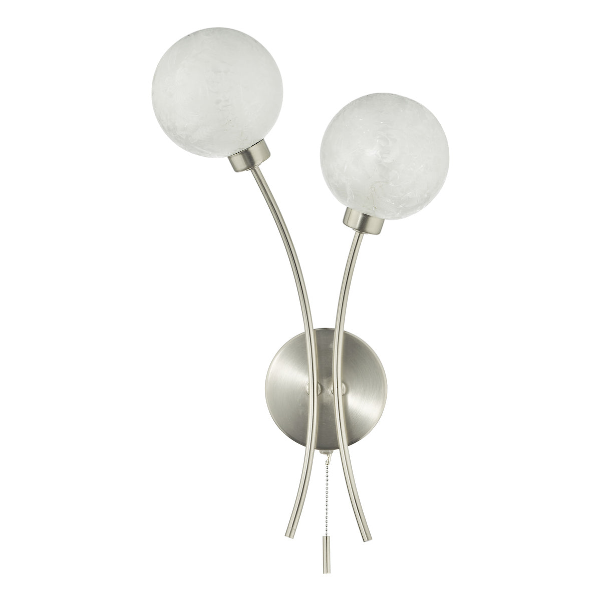 Avari 2 Light Wall Light Satin Nickel Frosted Glass<br>Satin Nickel