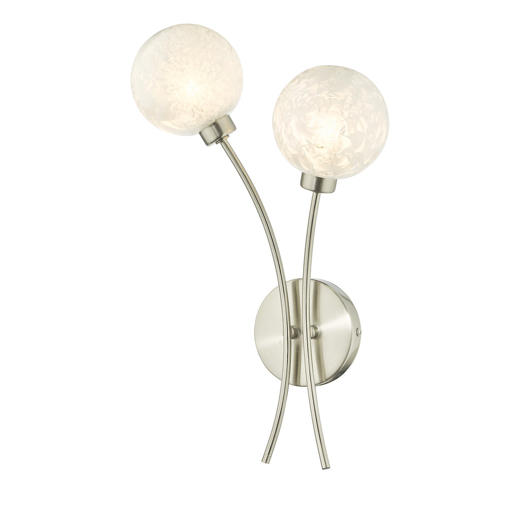 Avari 2 Light Wall Light Satin Nickel Frosted Glass<br>Satin Nickel