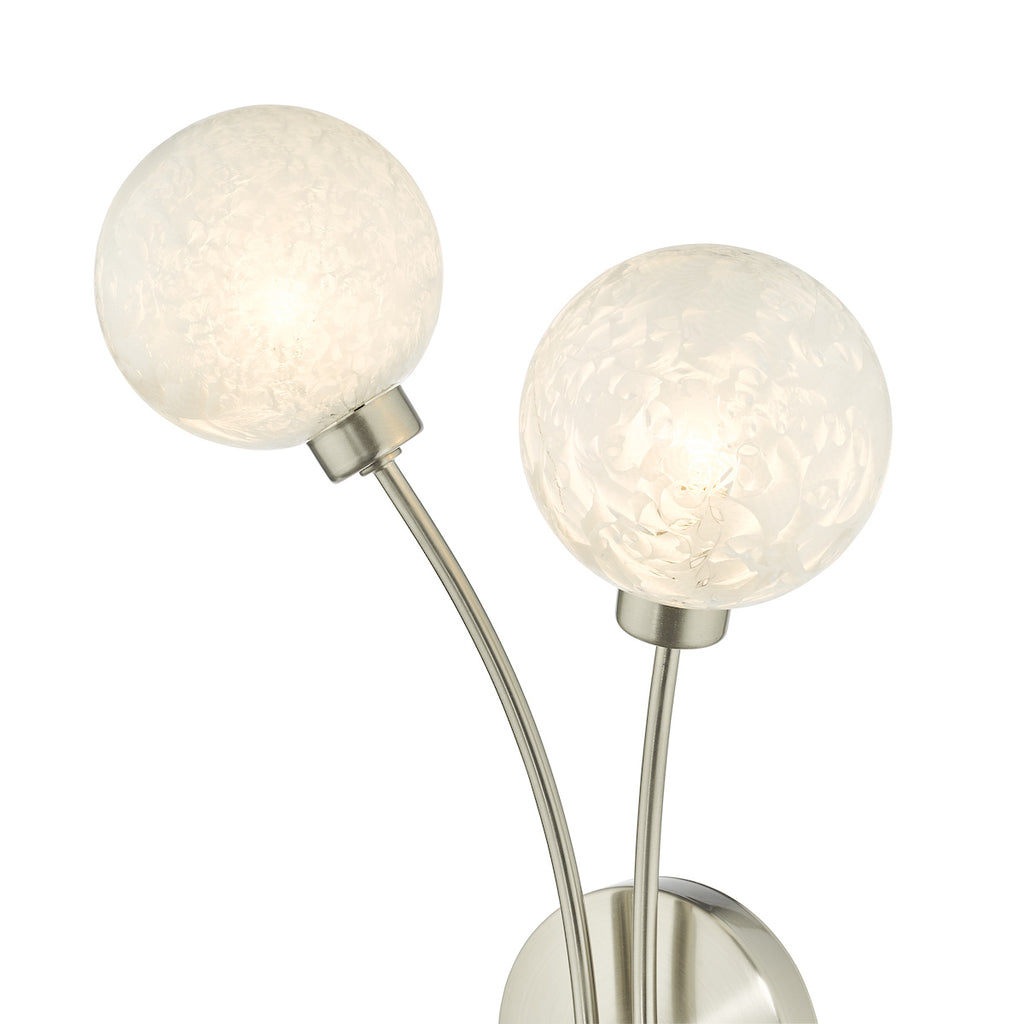 Avari 2 Light Wall Light Satin Nickel Frosted Glass<br>Satin Nickel