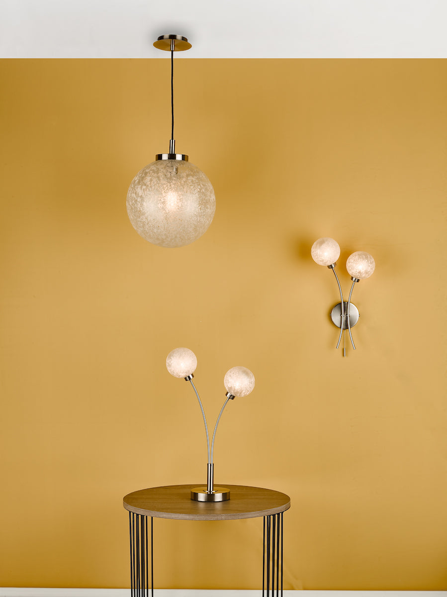 Avari 2 Light Wall Light Satin Nickel Frosted Glass<br>Satin Nickel