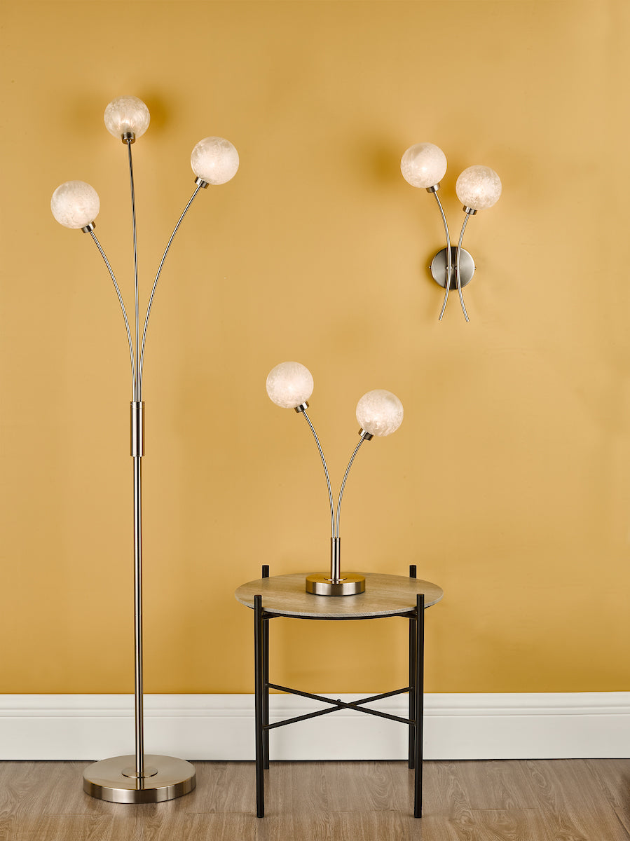 Avari 2 Light Wall Light Satin Nickel Frosted Glass<br>Satin Nickel