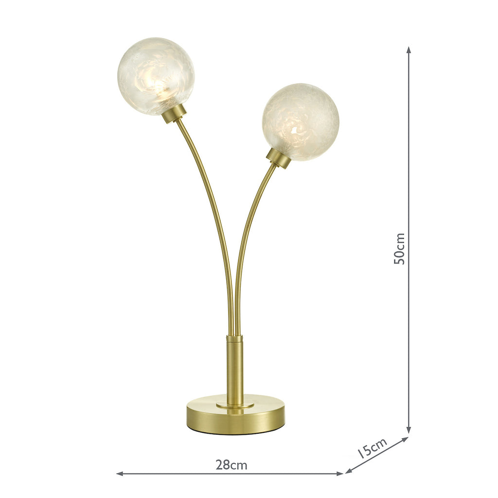 Avari 2 Light Table Lamp Satin Brass Glass<br>Satin Brass